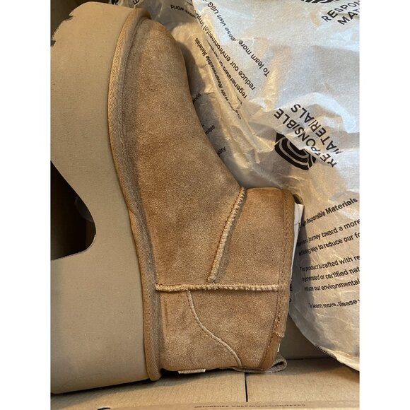 UGG Mini New Heights Suede Ankle Booties 8 Chestnut NWT - Picture 4 of 5